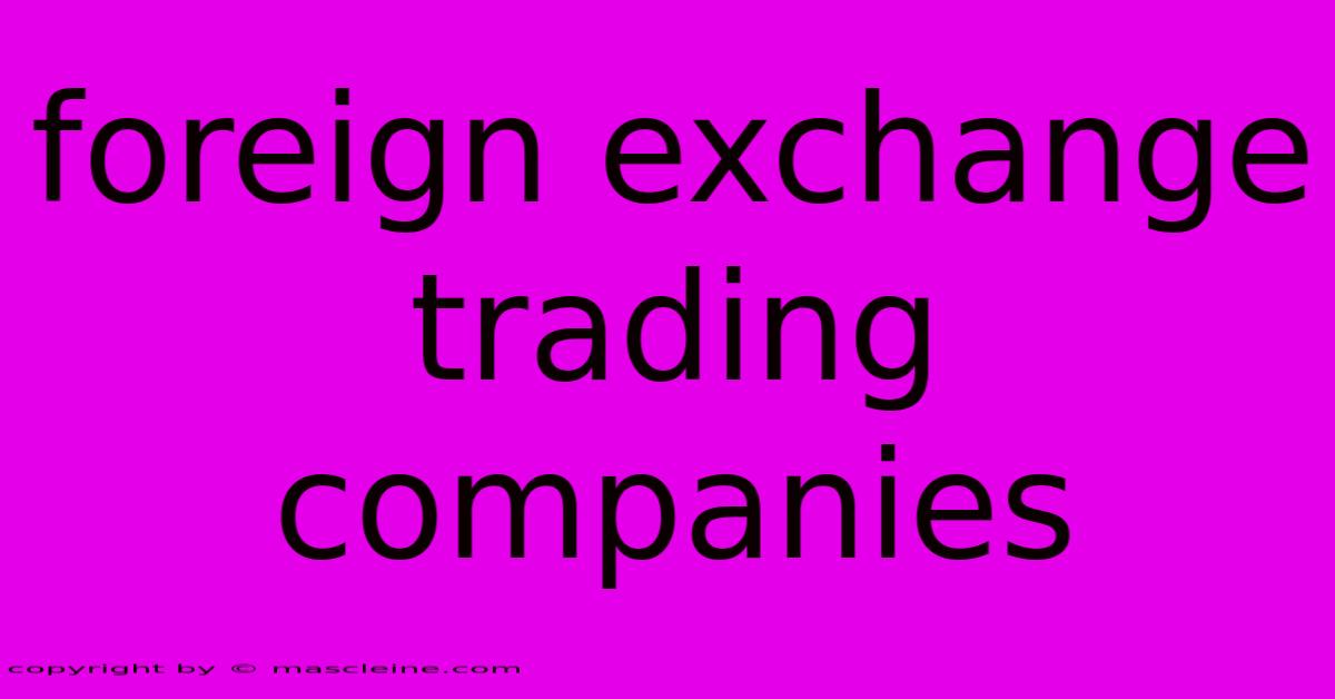 Foreign Exchange Trading Companies