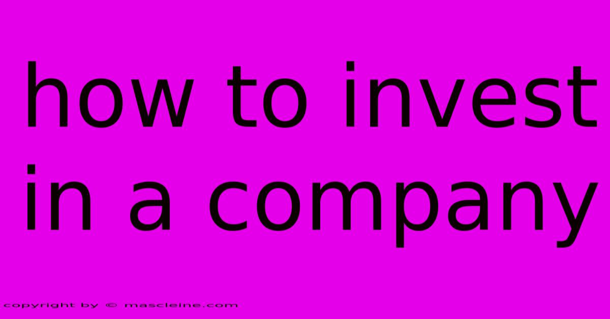 How To Invest In A Company